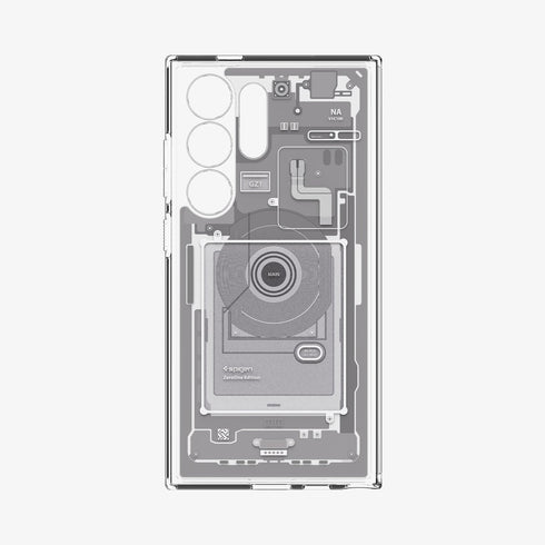 ACS07294 - Galaxy S24 Ultra Case Ultra Hybrid Zero One in Zero One White showing the back